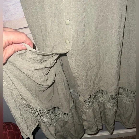 Faded Rose Sage Green Crochet Lace Maxi Dress - Picture 3 of 6